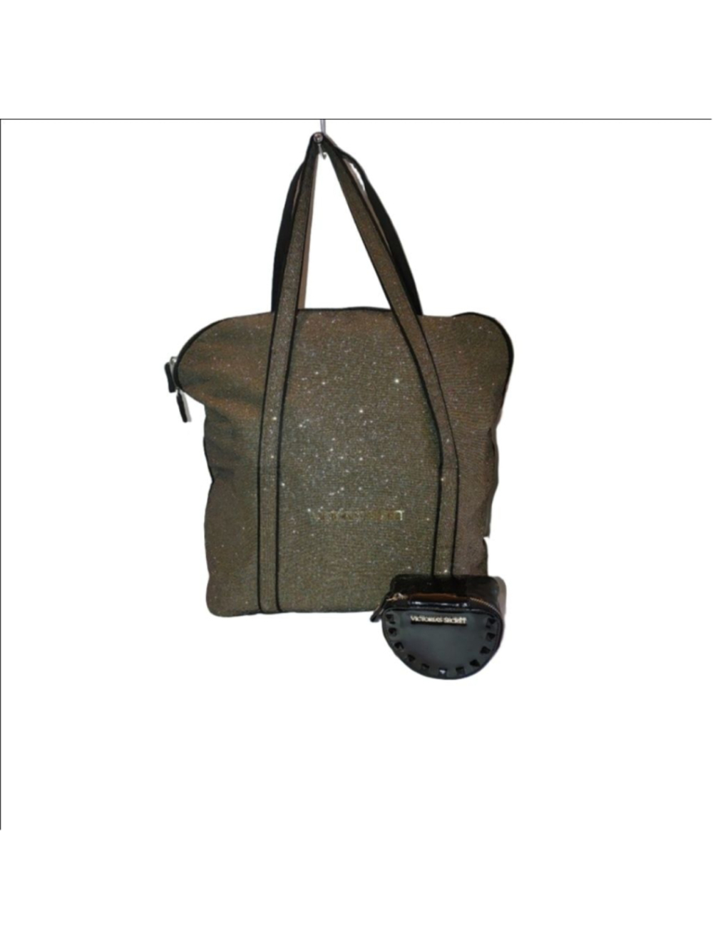 Victoria's Secret Shimmery Weekender Tote & Travel Jewelry Box Set